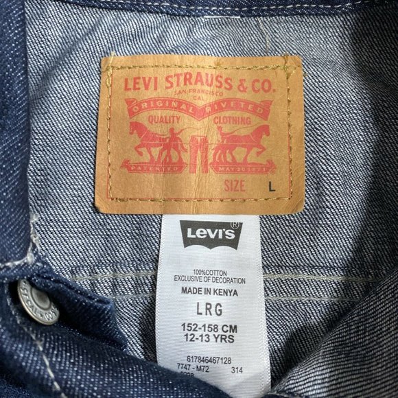 LEVI STRAUSS Black Jean Denim Jacket Size Large 12-13 Years LEVI'S Kids Boy Girl - Picture 2 of 9